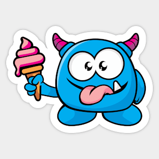 Cute Monster With Ice-cream Sticker